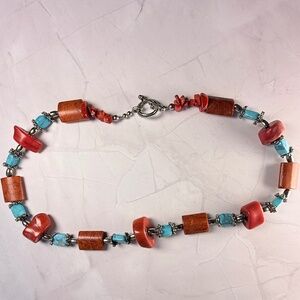 Vintage Red Coral and Turquoise Necklace